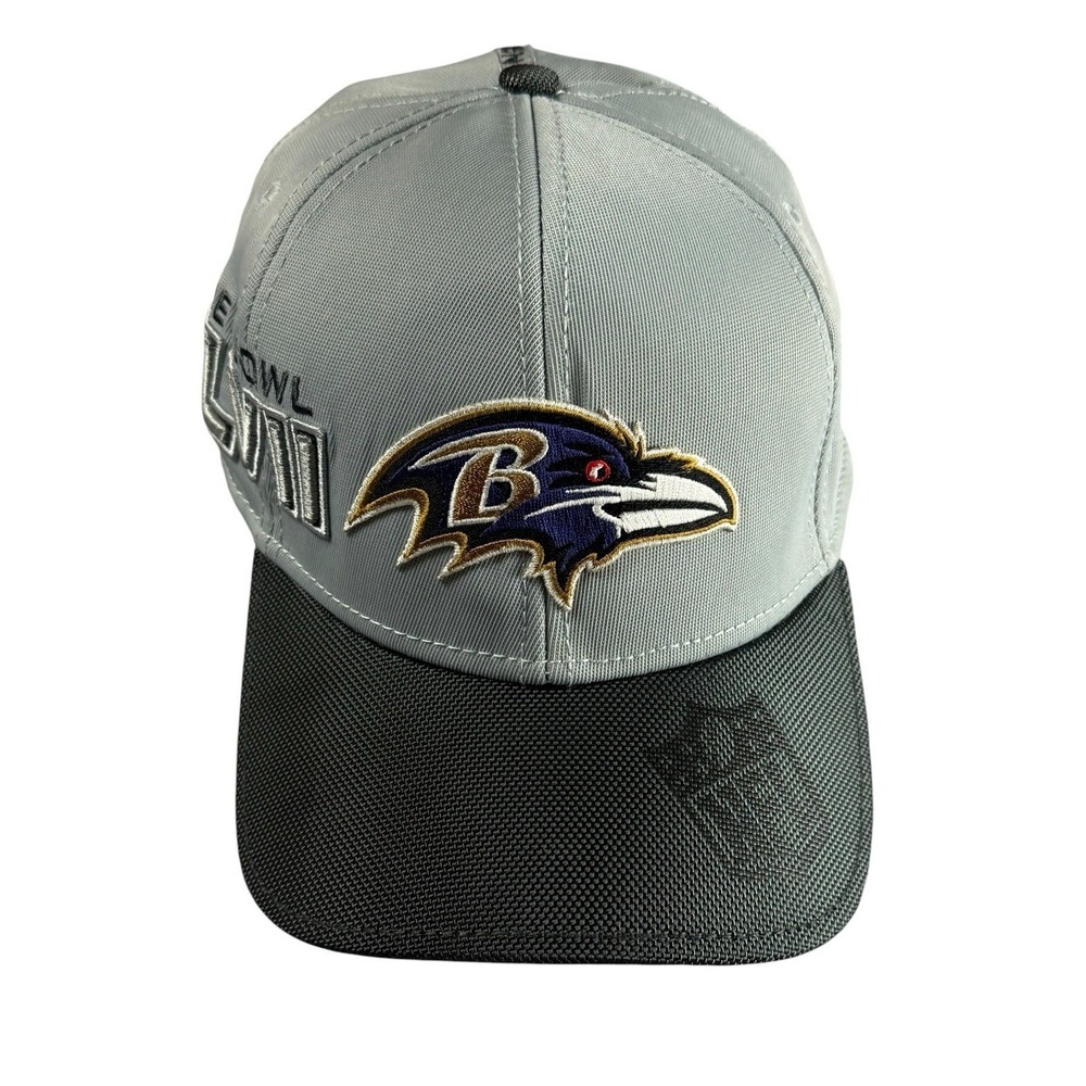 NEW ERA Medium Large Baltimore Ravens 59FIFTY Super Bowl XLVII Gray Black Hat